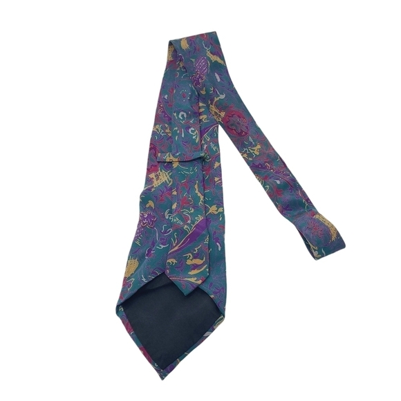 Milano | Men's Vintage Multicolored Floral Printed Silk Tie (One Size) - Picture 12 of 12